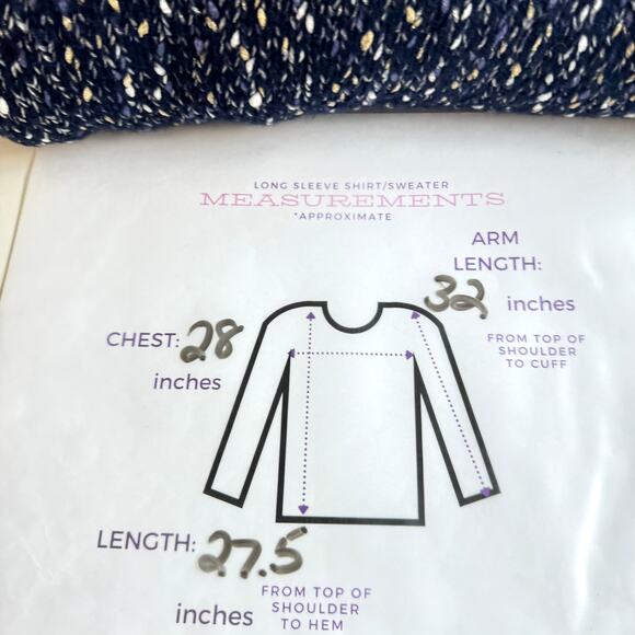 J. Jill Womens Cardigan Sweater Size 3X Metallic Marled Knit Classic Office Blue - Picture 8 of 8